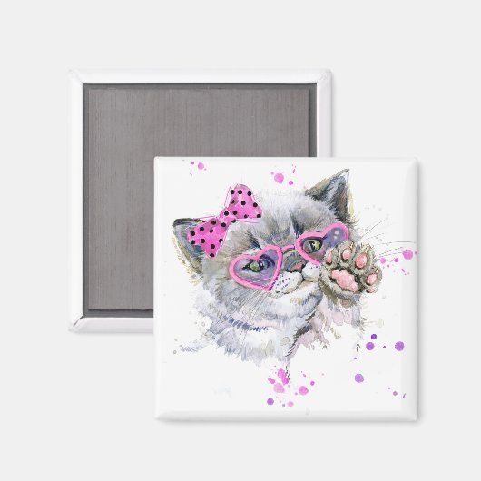 Niedliche Wasserfarbe Kitten Magnet (Vorderseite/Rückseite)