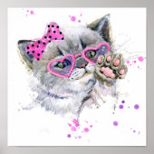 Niedliche Wasserfarbe Kitten Poster (Vorne)