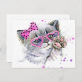 Niedliche Wasserfarbe Kitten Postkarte (Vorne/Hinten)