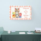 Niedliche Wasserfarbe Kitten Thema Geburtstag Banner (Messe)