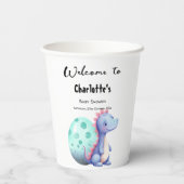 Niedliche Wasserfarbe Kleine Dinosaurier Babydusch Pappbecher (Rückseite)