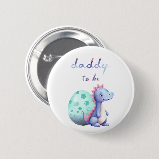 Niedliche Wasserfarbe Kleine Dinosaurier Daddy-to- Button (Vorne & Hinten)