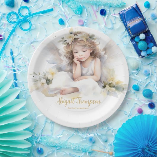 Niedliche Wasserfarbe Kleine Girl Engel Religiös Pappteller (Party)