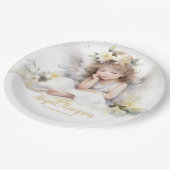 Niedliche Wasserfarbe Kleine Girl Engel Religiös Pappteller (Schrägansicht)