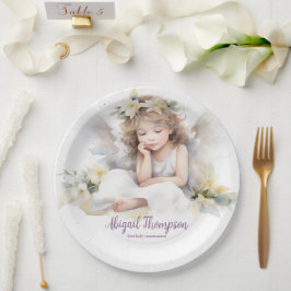 Niedliche Wasserfarbe Kleine Girl Engel Religiös Pappteller