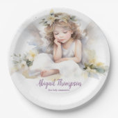 Niedliche Wasserfarbe Kleine Girl Engel Religiös Pappteller (Vorderseite)