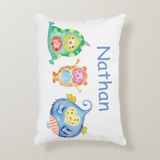 Niedliche Wasserfarbe Kleine Monster Personalisier Dekokissen (Vorderseite(Vertikal))