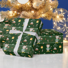 Niedliche Wasserfarbe Kuh Holding Bundt Kuchen Wei Geschenkpapier