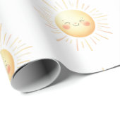 Niedliche Wasserfarbe Lächelnde Gelbsonne Kinder Geschenkpapier (Rolleneckpunkt)