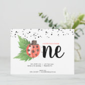 Niedliche Wasserfarbe Ladybug Erster Geburtstag Einladung (Stehend Vorderseite)