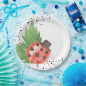 Niedliche Wasserfarbe Ladybug mit Polka-Punkten Pappteller (Party)