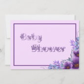 Niedliche Wasserfarbe Lila Blume Kinderdusche Einladung (Rückseite)