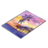 Niedliche Wasserfarbe Lila Zauberdrache Notizblock (Linke Seite)