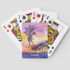 Niedliche Wasserfarbe Lila Zauberdrache Spielkarten