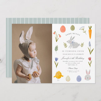 Niedliche Wasserfarbe Little Bunny Carrot Geburtst Einladung