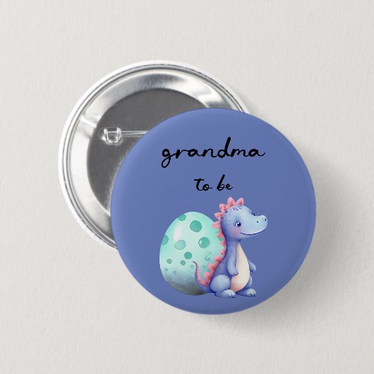 Niedliche Wasserfarbe Little Dinosaurier Oma-to-be Button (Vorne & Hinten)