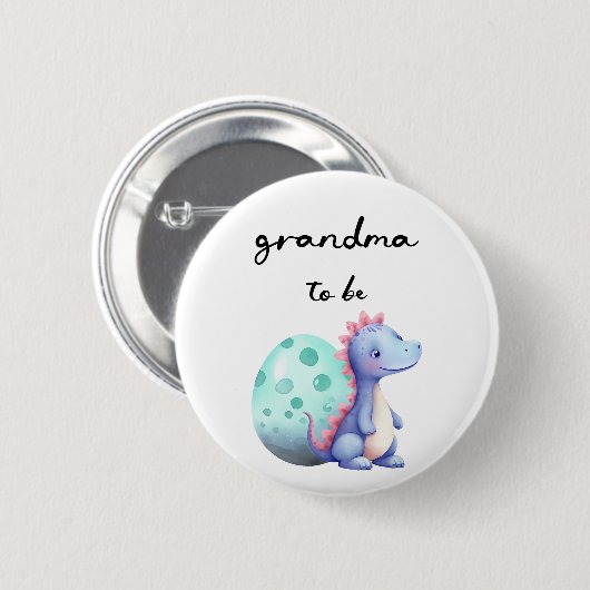 Niedliche Wasserfarbe Little Dinosaurier Oma-to-be Button (Vorne & Hinten)