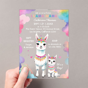 Niedliche Wasserfarbe Llama Mama Mexican Baby Dusc Acryleinladungen