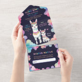 Niedliche Wasserfarbe Llama Mama Mexican Baby Dusc All In One Einladung (Abreißen)