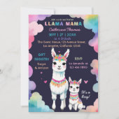 Niedliche Wasserfarbe Llama Mama Mexican Baby Dusc Einladung (Vorderseite)
