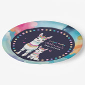 Niedliche Wasserfarbe Llama Mama Mexican Baby Dusc Pappteller (Schrägansicht)
