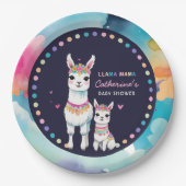Niedliche Wasserfarbe Llama Mama Mexican Baby Dusc Pappteller (Vorderseite)