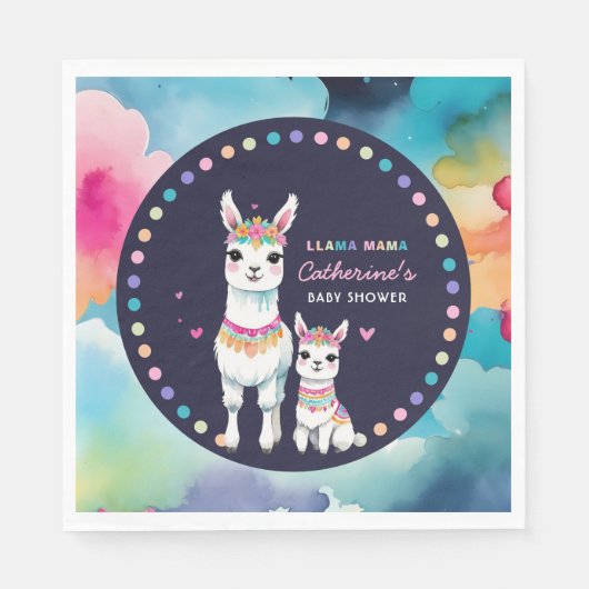 Niedliche Wasserfarbe Llama Mama Mexican Baby Dusc Serviette (Vorderseite)