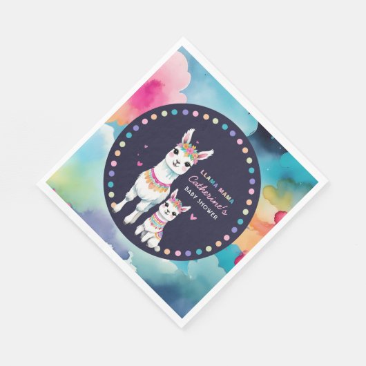 Niedliche Wasserfarbe Llama Mama Mexican Baby Dusc Serviette (Ecke)