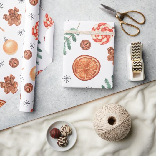 Niedliche Wasserfarbe Lollipops Jingle Bells Weihn Geschenkpapier (Kunsthandwerk)