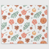 Niedliche Wasserfarbe Lollipops Jingle Bells Weihn Geschenkpapier (Flach)