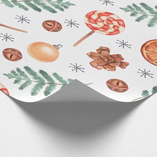 Niedliche Wasserfarbe Lollipops Jingle Bells Weihn Geschenkpapier (Ecke)