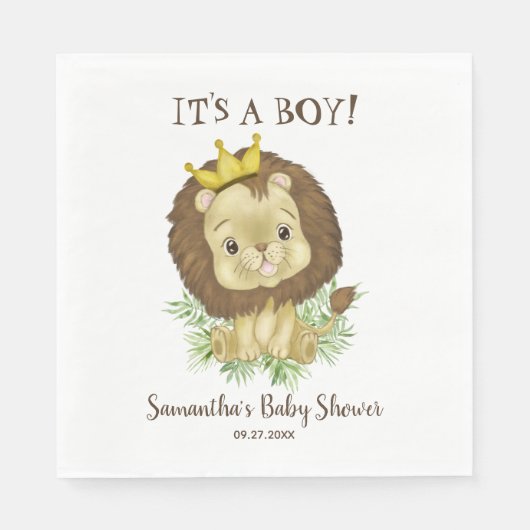 Niedliche Wasserfarbe Löwendusche Thema Kinderdusc Serviette (Vorderseite)