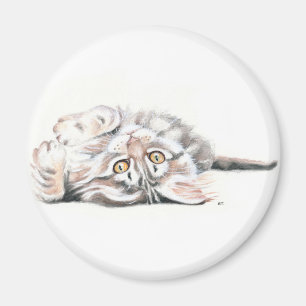 Niedliche Wasserfarbe Maine Coon Kitty Magnet