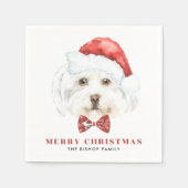 Niedliche Wasserfarbe Malteser Hund Weihnachten Serviette (Vorderseite)