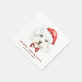 Niedliche Wasserfarbe Malteser Hund Weihnachten Serviette (Ecke)