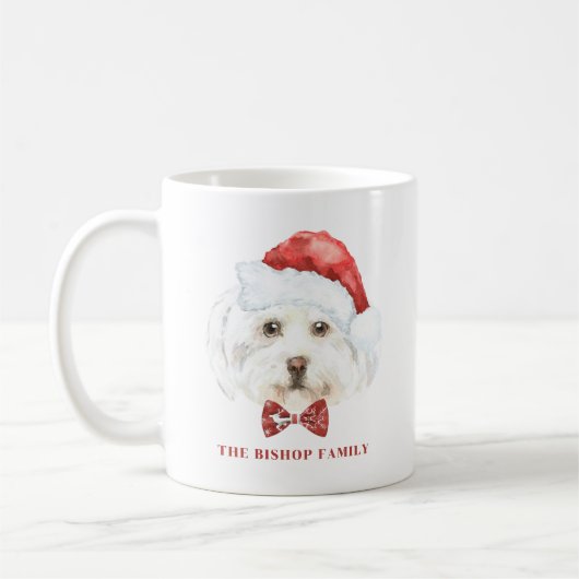 Niedliche Wasserfarbe Maltesisch Weihnachtsfest Kaffeetasse (Links)