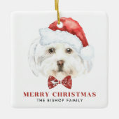 Niedliche Wasserfarbe Maltesisch Weihnachtsfest Keramikornament (Vorderseite)