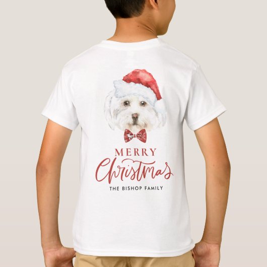 Niedliche Wasserfarbe Maltesisch Weihnachtsfest T-Shirt (Rückseite)