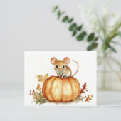 Niedliche Wasserfarbe Maus Halloween Pumpkin Postkarte (Stehend Vorderseite)