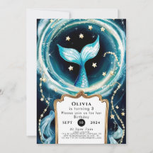 Niedliche Wasserfarbe Mermaid Geburtstag