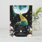 Niedliche Wasserfarbe Mermaid Geburtstag Einladung (Stehend Vorderseite)