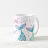 Niedliche Wasserfarbe Mermaid Mit Monogramm Kaffeetasse (VorderseiteRechts)