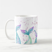 Niedliche Wasserfarbe Mermaid Mit Monogramm Kaffeetasse (Links)