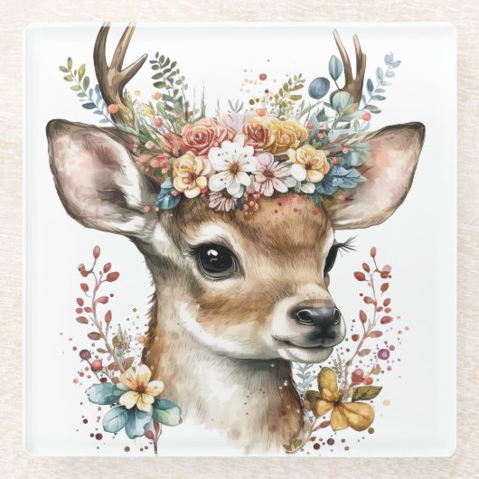 NIEDLICHE WASSERFARBE MIT WÜRDE VON BLUME GLASUNTERSETZER (Vorderseite)