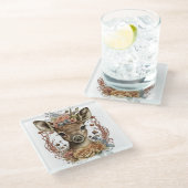 NIEDLICHE WASSERFARBE MIT WÜRDE VON BLUME GLASUNTERSETZER (Schrägansicht)