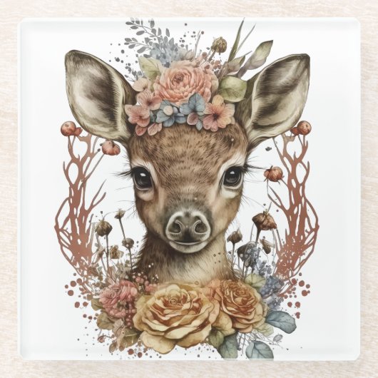 NIEDLICHE WASSERFARBE MIT WÜRDE VON BLUME GLASUNTERSETZER (Vorderseite)