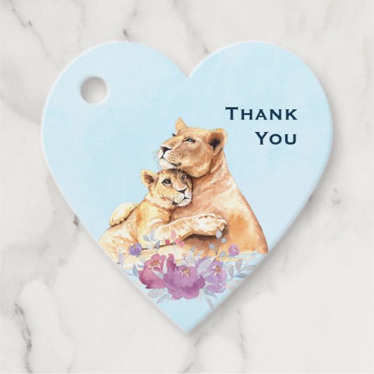 Niedliche Wasserfarbe Mutter Löwe & Cub Vielen Dan Geschenkanhänger (Vorderseite)