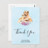 Niedliche Wasserfarbe Mutter Löwe & Cub Vielen Dan Postkarte (Vorne/Hinten)