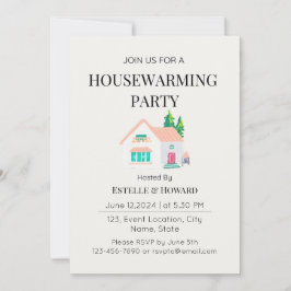 Niedliche Wasserfarbe Neue Zuhause Housewarming Pa Einladung