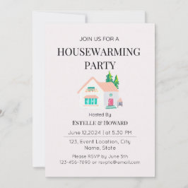 Niedliche Wasserfarbe Neue Zuhause Housewarming Pa Einladung